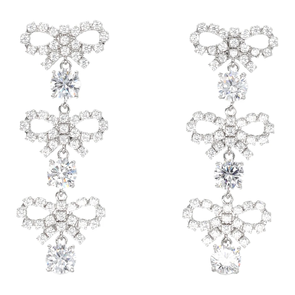 Self Portrait Women's Silver Crystal Tiered Jewelry Accessories
