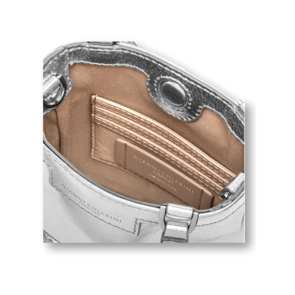Gianni Chiarini Mini metallic leren handtas Gray Dames