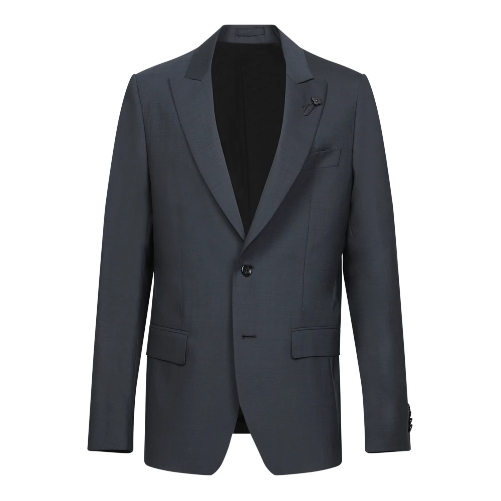 Lardini Elegant Donkergrijs Micro Patroon Pak Blue Heren