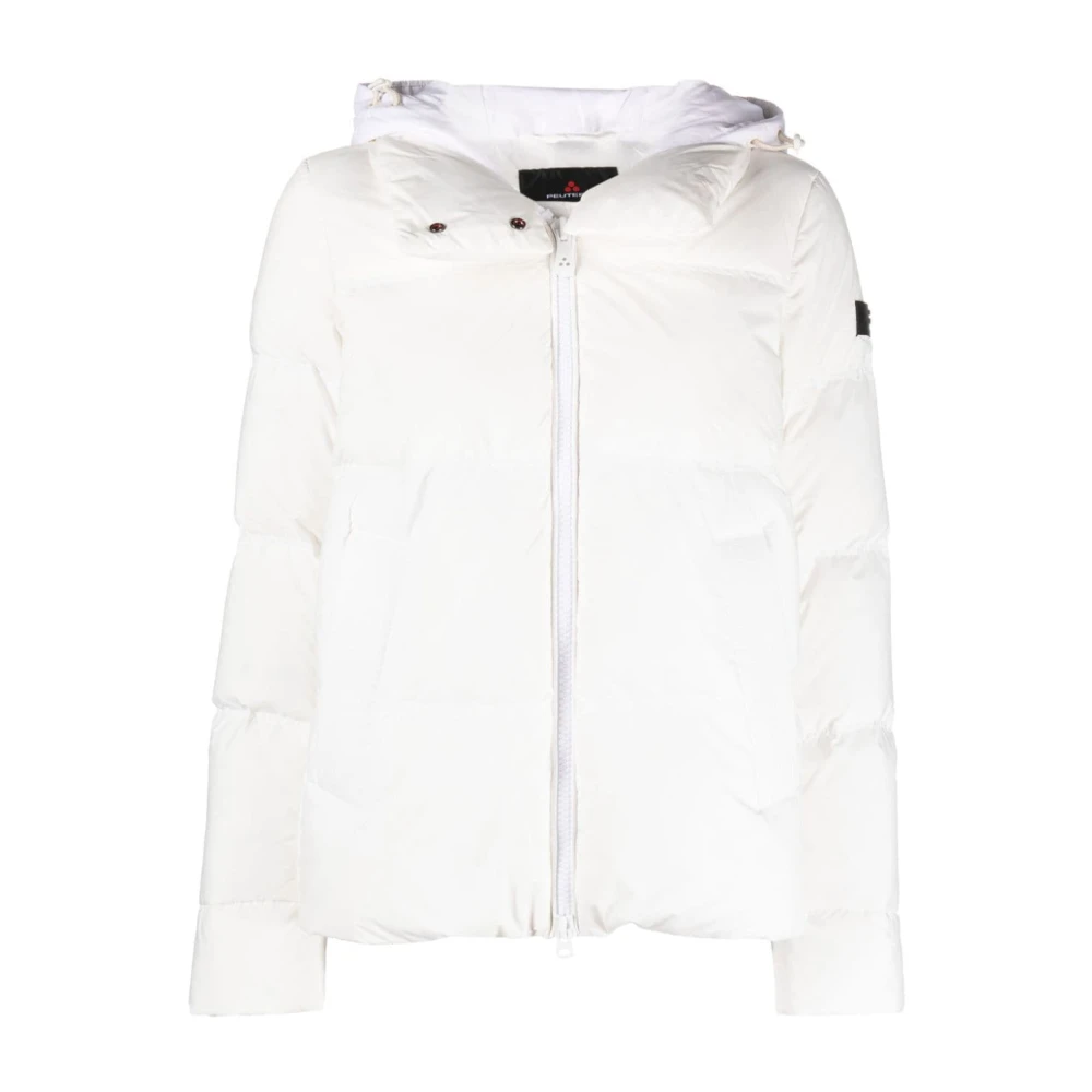 Peuterey Witte Logo-Patch Puffer Jas White Dames