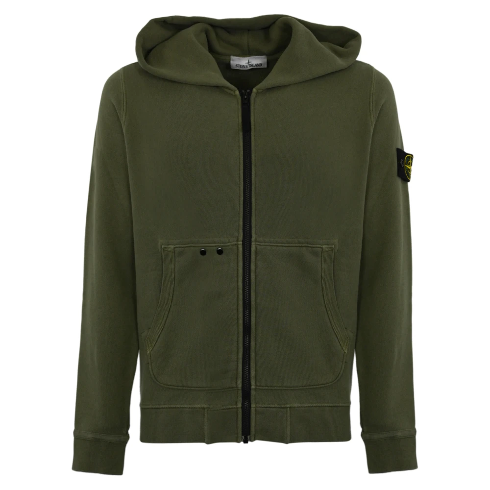 Stone Island Groene Katoenen Hoodie met Rits Green Heren