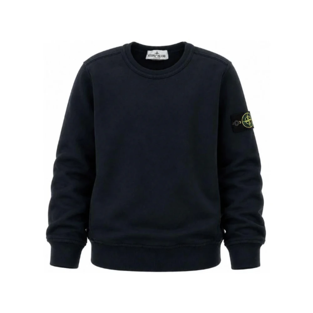 Stone Island , Kids Sweatshirts, Unisex, Blue, 8 Y, Compass Patch Crewneck Sweatshirt