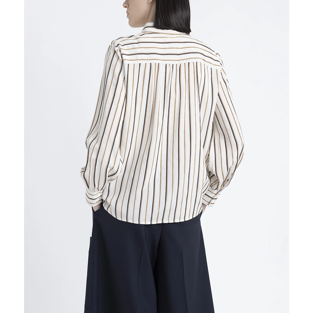 PESERICO Gestreepte viscose en zijden shirt Multicolor Dames
