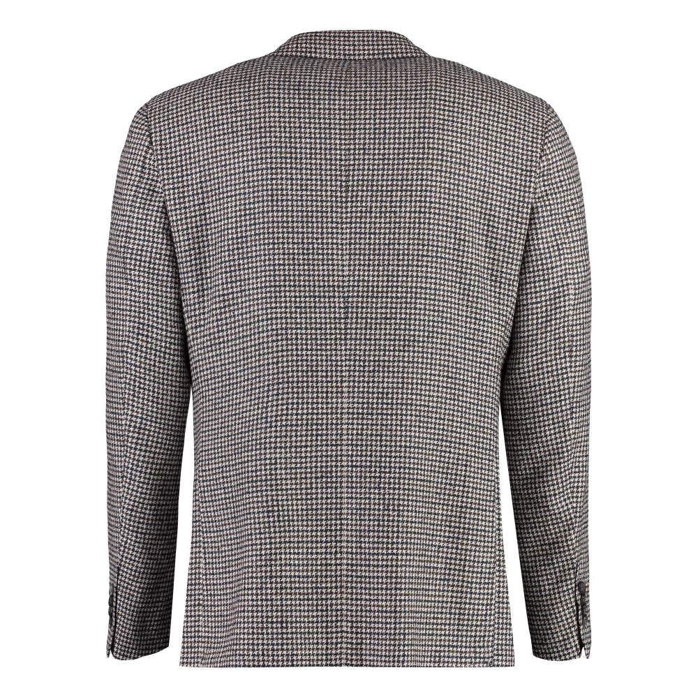 Canali Houndstooth Wollen Blazer Beige Heren