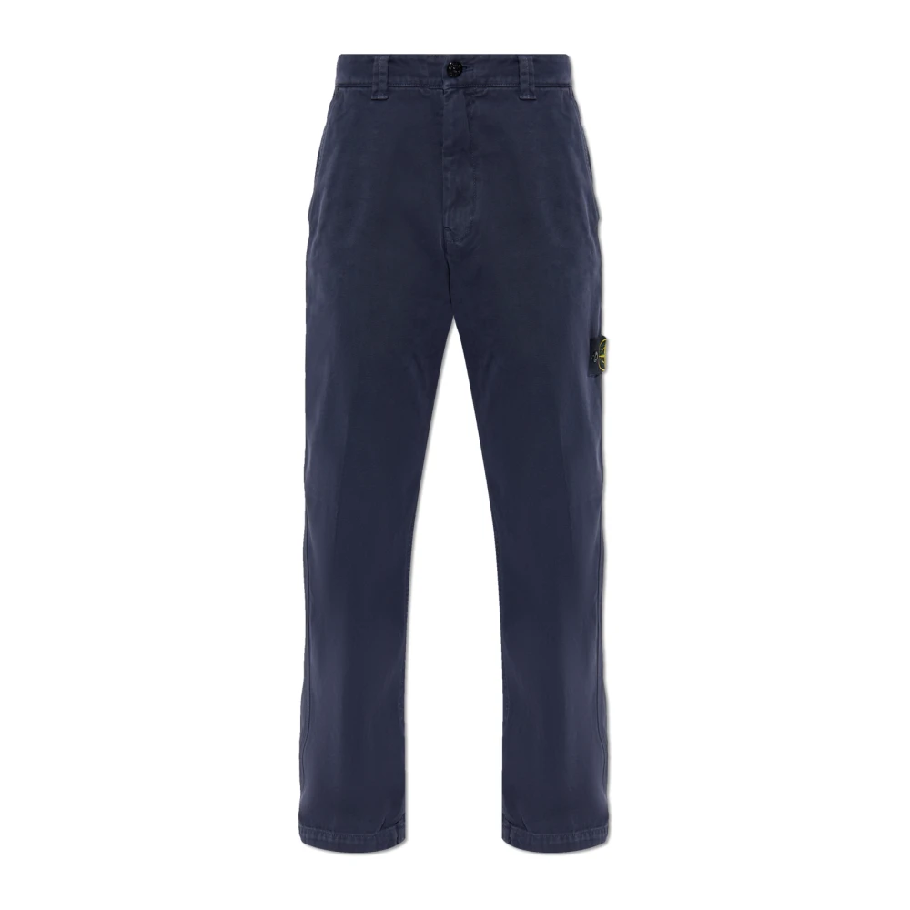 Stone Island Black Straight Trousers, Male, W32, Trousers With Logo