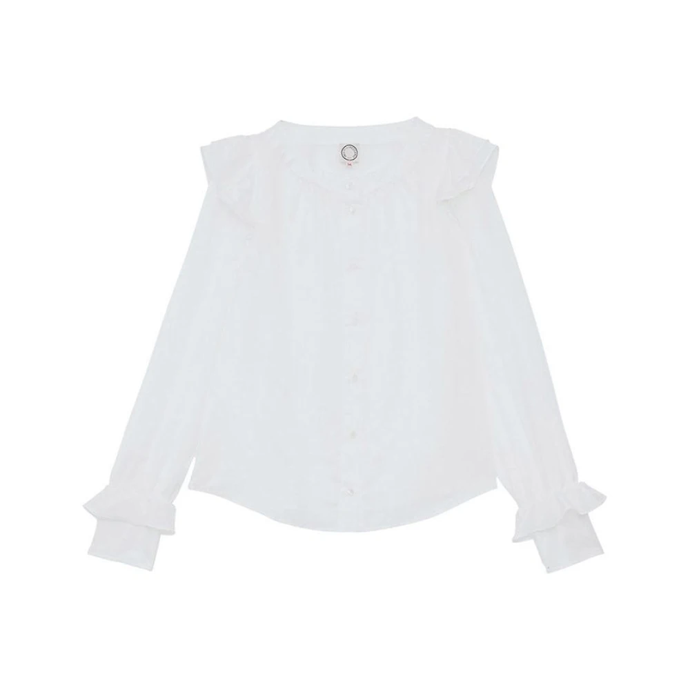 Ines De La Fressange Paris Moderne Gerimpelde Zijde Katoen Top White Dames