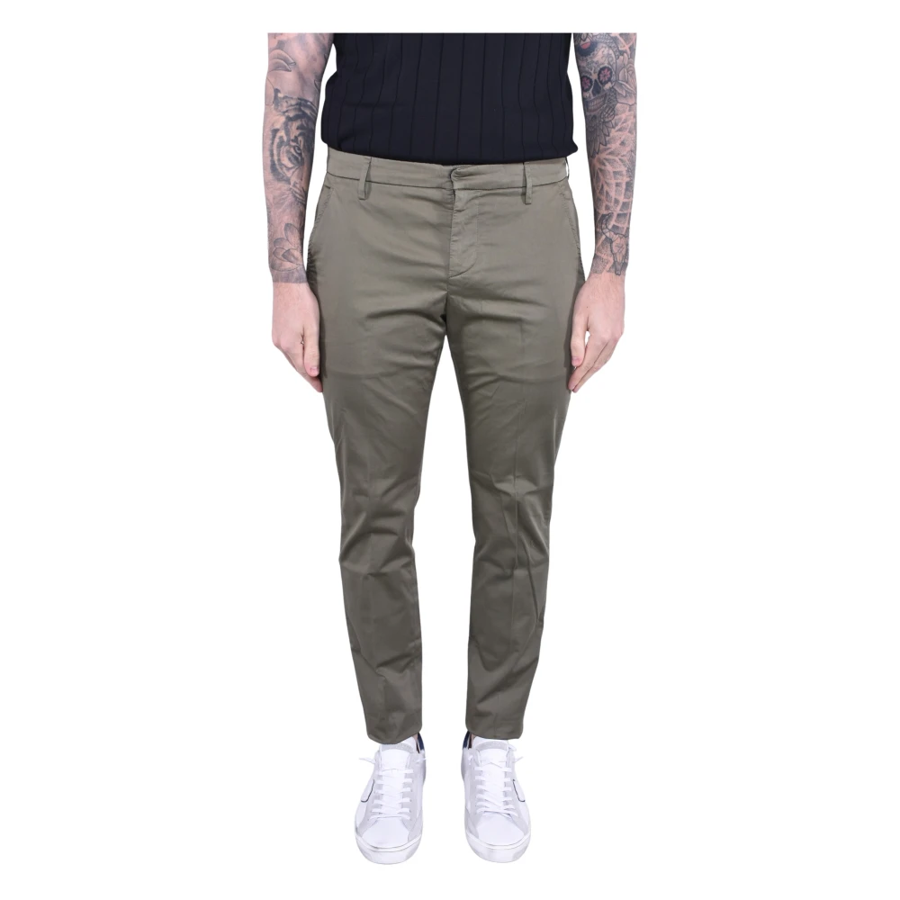 Dondup Men's Green Chinos, W35, Slim Chino Trousers In Stretch Cotton