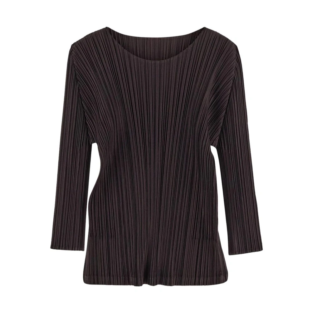 Issey Miyake Geplooide Polyester Top Brown Dames