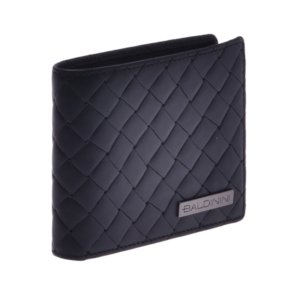 Baldinini Wallet in black woven print leather Black Heren