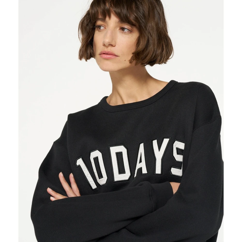 10Days Zwarte Baseball Logo Trui Black Dames
