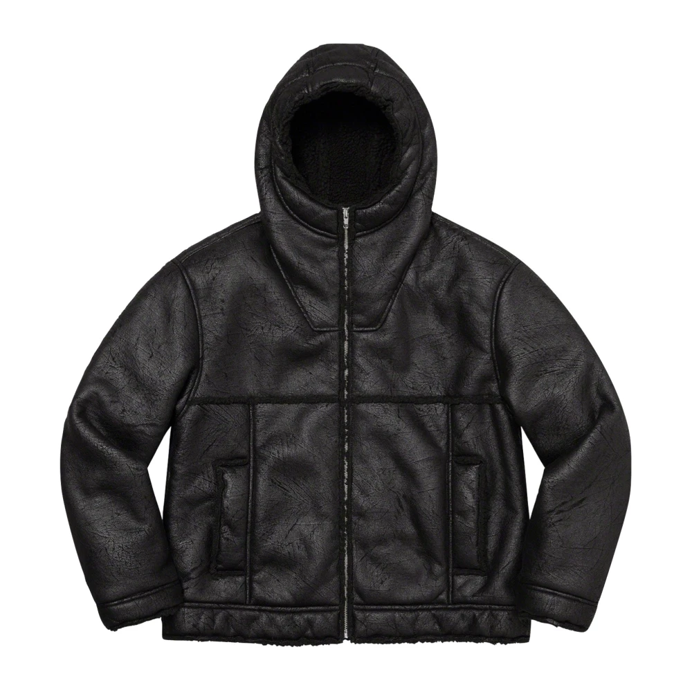 Supreme Beperkte oplage Shearling Hooded Jacket Zwart Black Heren