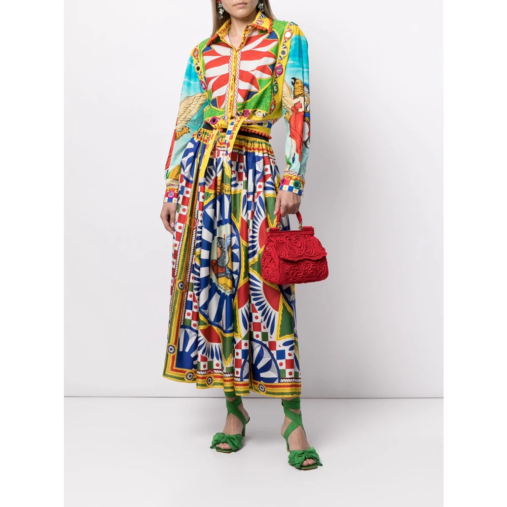 Dolce & Gabbana Geometrische Print Zijden Rok Multicolor Dames