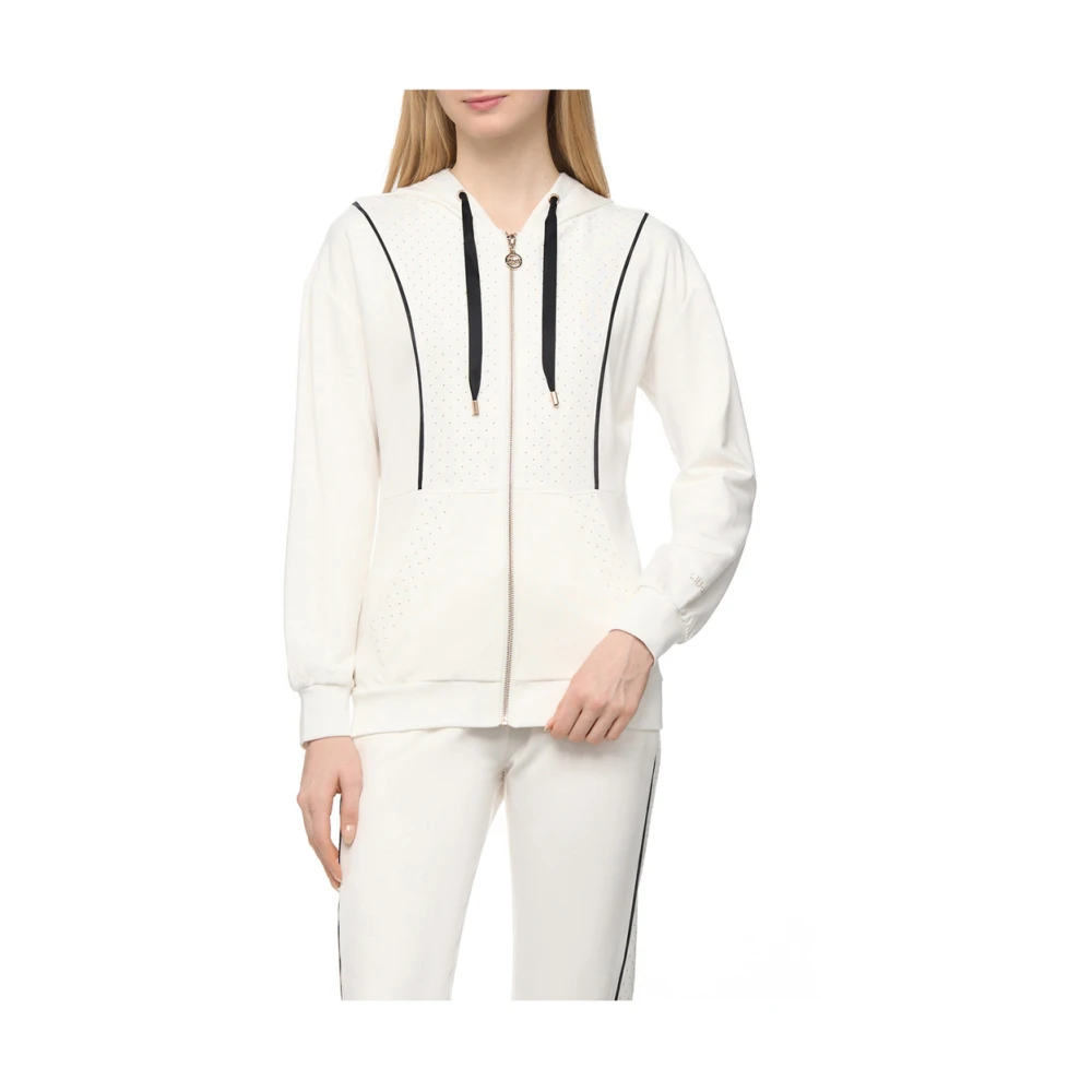 Liu Jo Witte Sweater Chic Trendy Geborduurde Ronde Hals White Dames