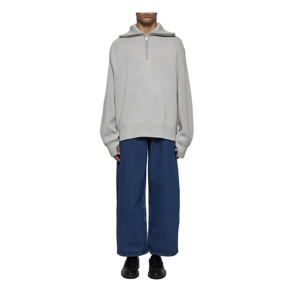 Studio Nicholson Merino Wol Coltrui Trui Gray Heren