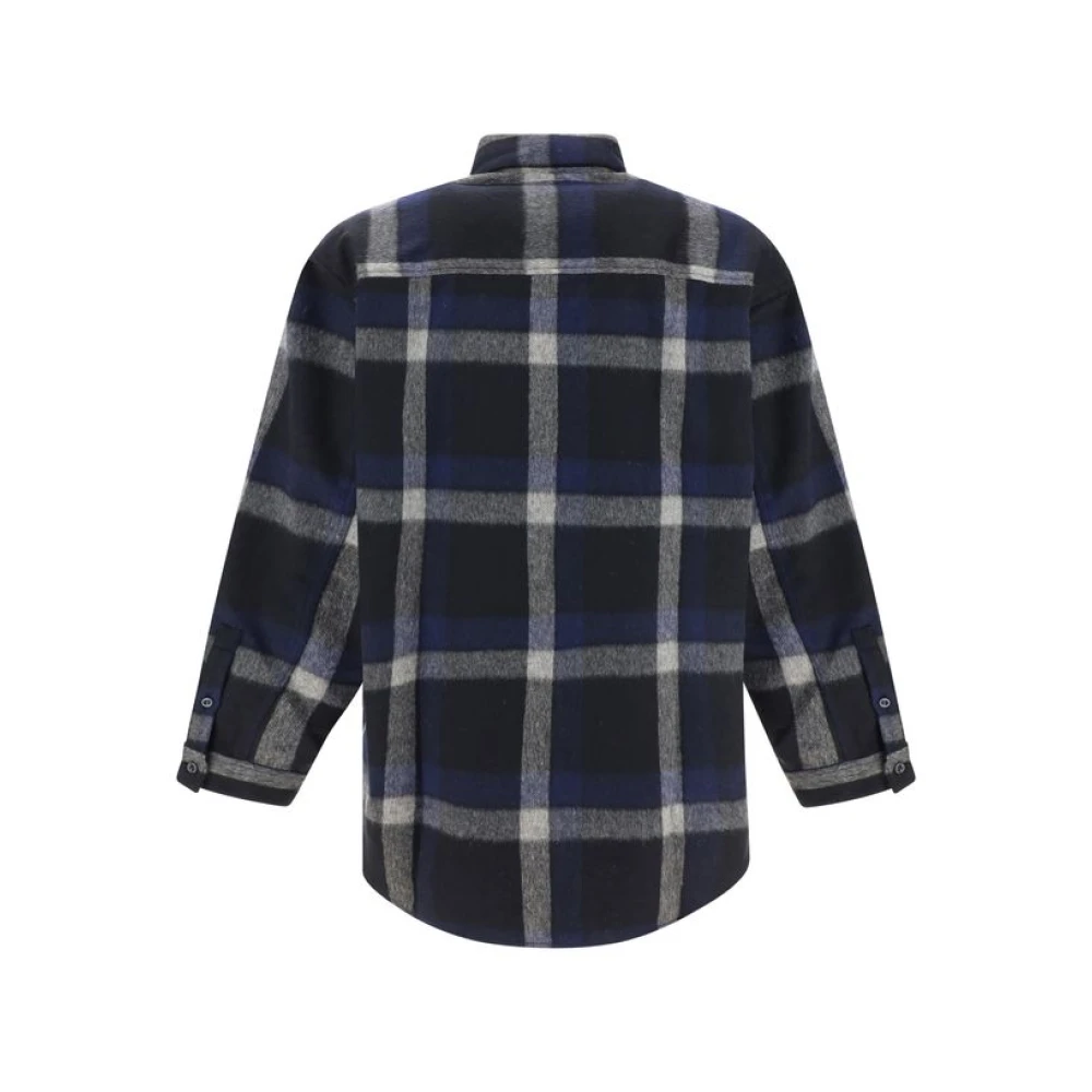 Emporio Armani Geruite wollen overhemd klassieke pasvorm Multicolor Heren