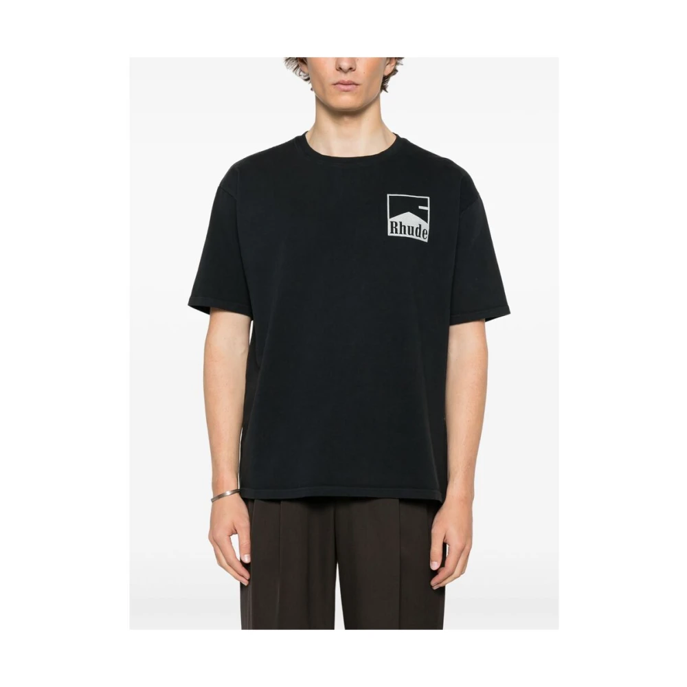 Rhude T-shirt met ronde hals en korte mouwen Black Heren