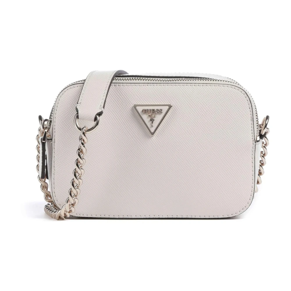 Guess Noelle Crème Schoudertas met Gouden Ketting White Dames