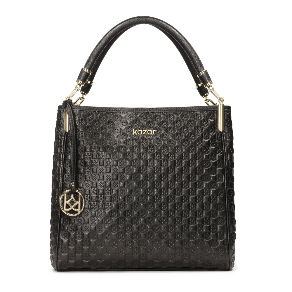 Kazar monogramleren schoudertas Black Dames