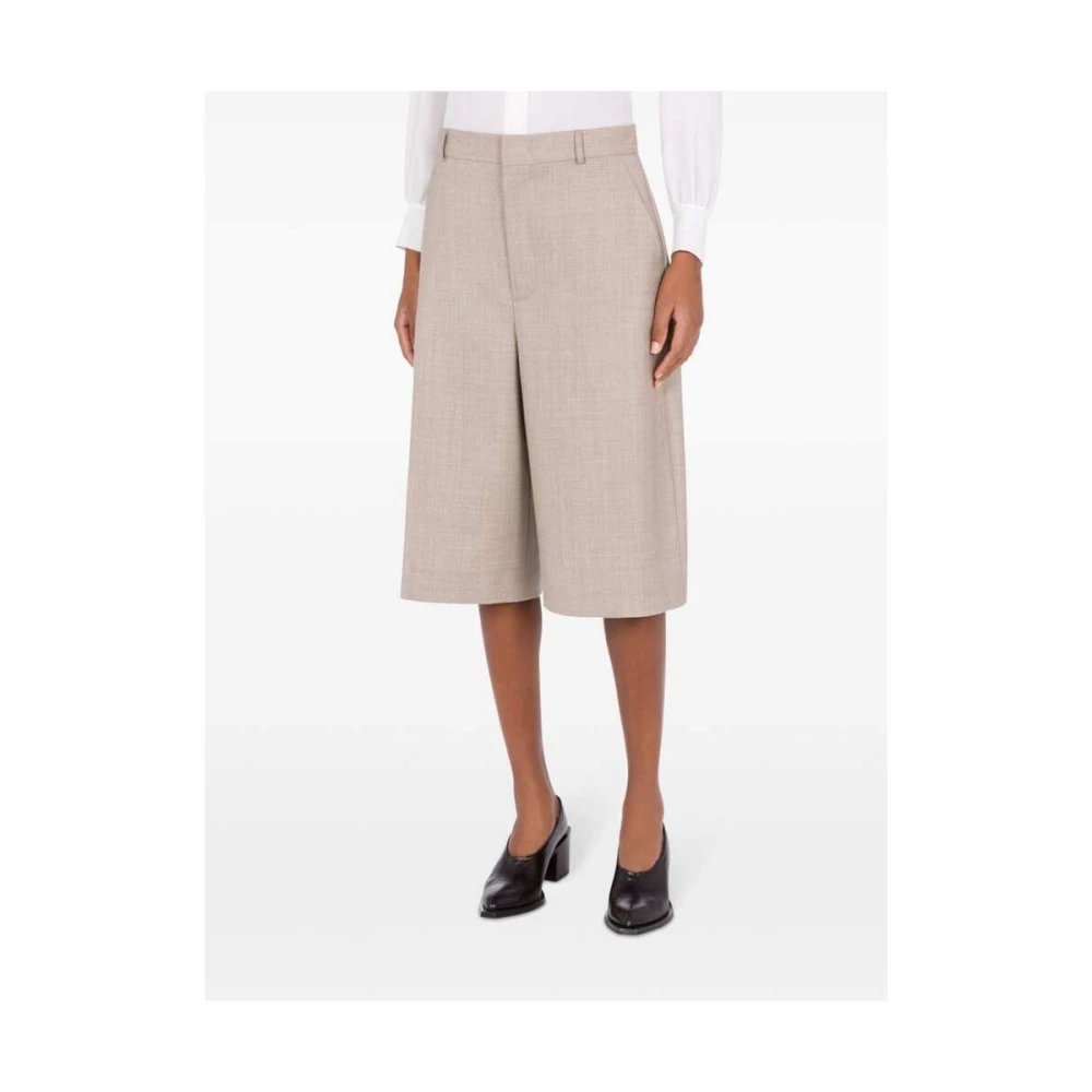 Moschino Beige Wol Hoge Taille Knielange Rok Beige Dames