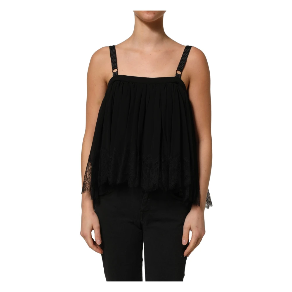 Dolce & Gabbana Black Chantilly Lace Tank Top - Female - Sleeveless Tops - S - Tops