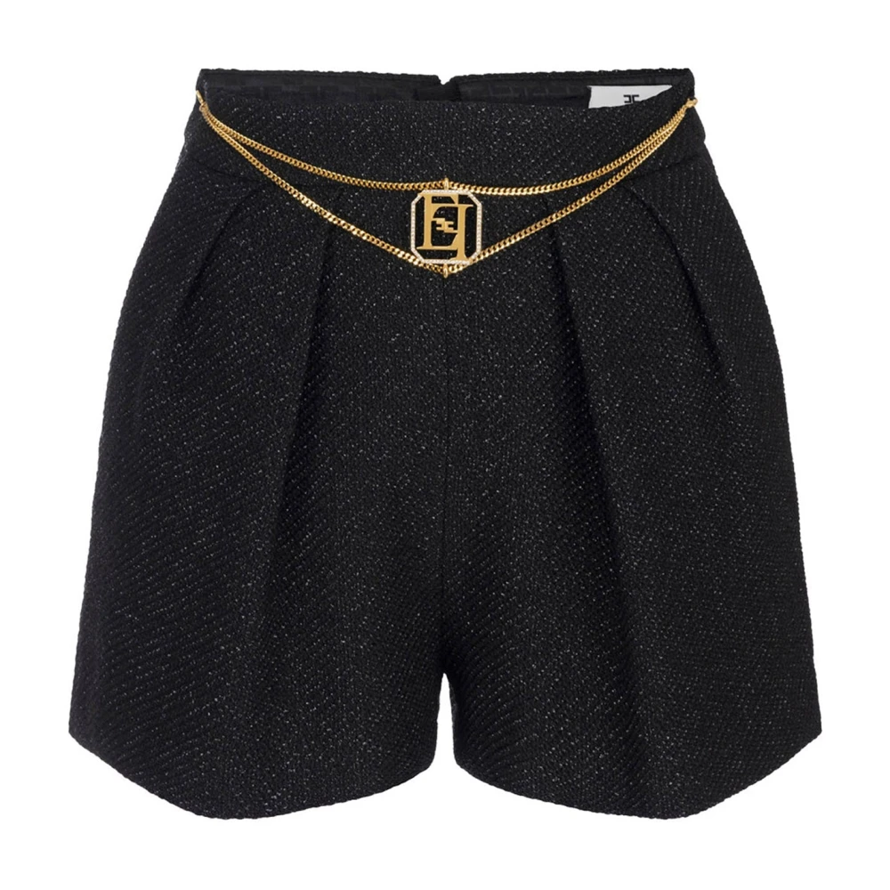 Elisabetta Franchi Tweed Ketting Shorts Black Dames