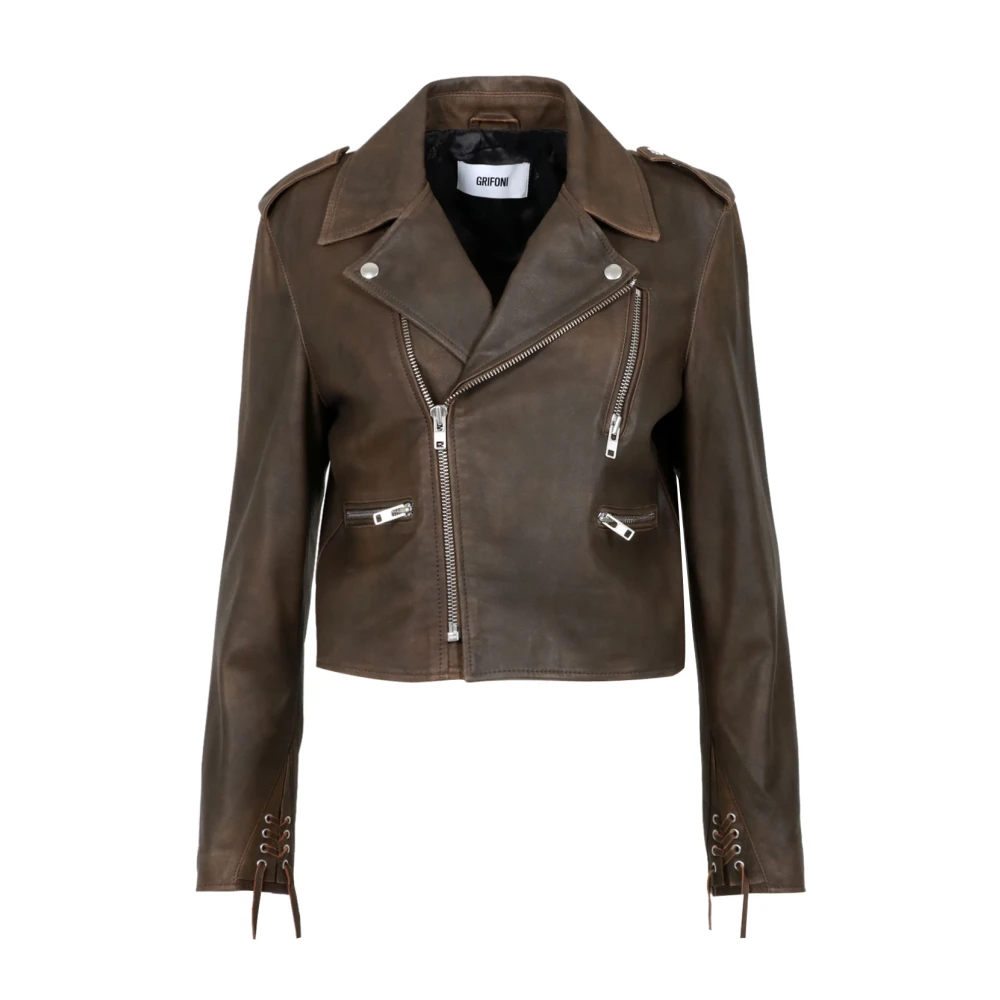 Mauro Grifoni Leather Jackets Brown Dames