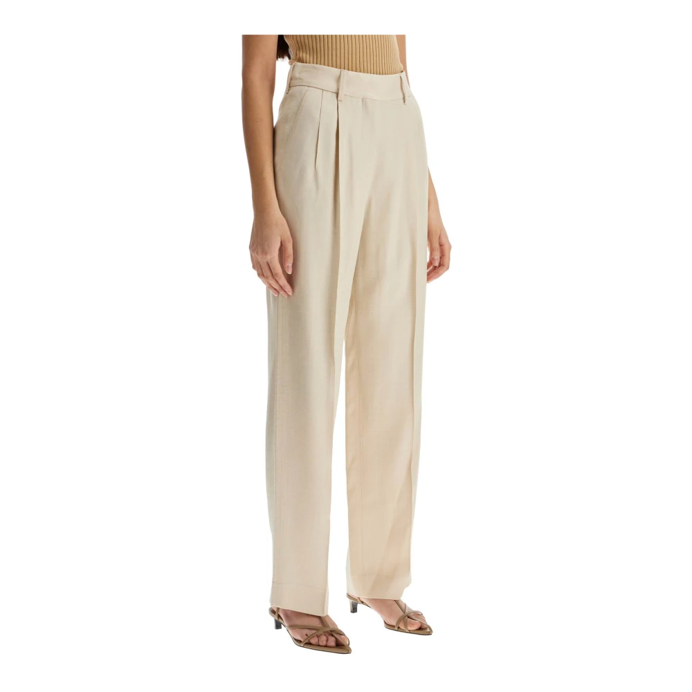 Blazé Milano Geborduurde Zak Ivoor Viscose Broek Beige Dames