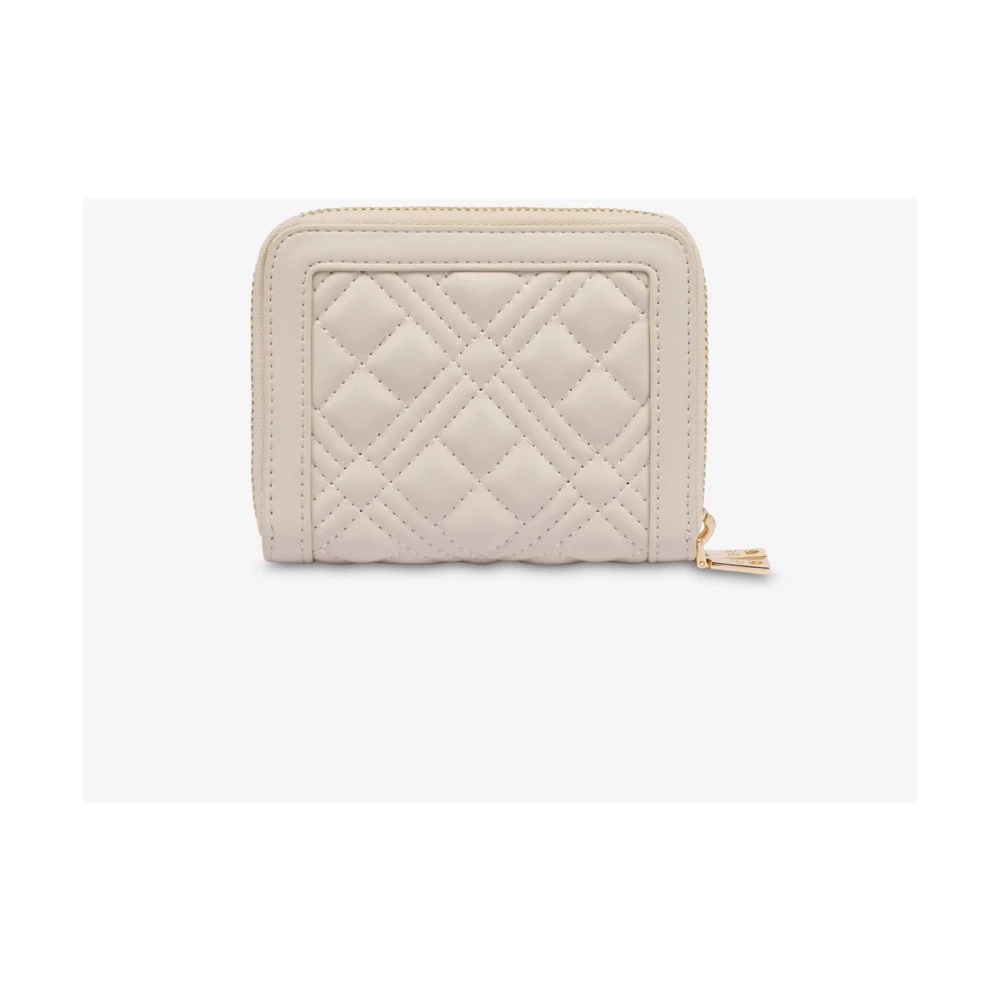 Love Moschino Goudkleurige Logo Portemonnee in Ivoor Beige Dames