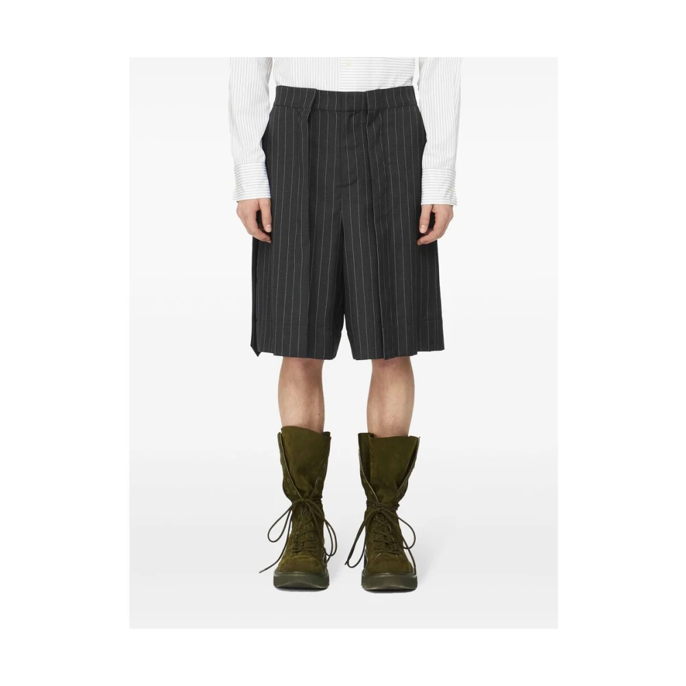 JW Anderson Grijze Box-Pleat Design Shorts Gray Heren