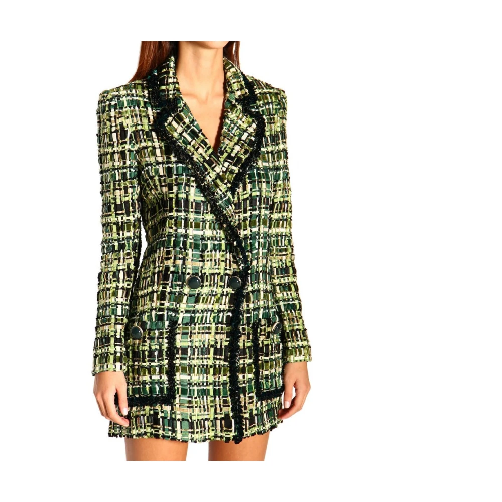 Elisabetta Franchi Klassieke Groene Jas met Knoopsluiting Green Dames