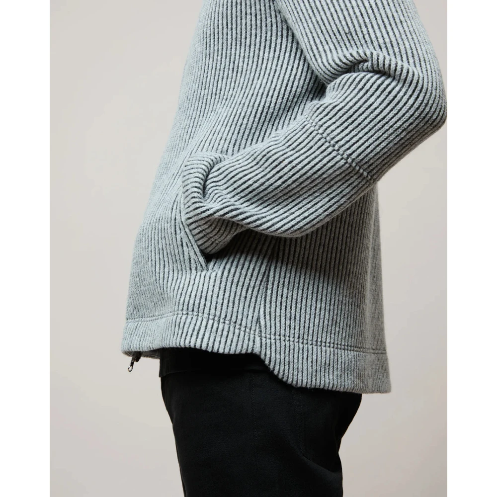 Brixtol Textiles Grijze Gebreide Jas met Tweewegrits Gray Heren