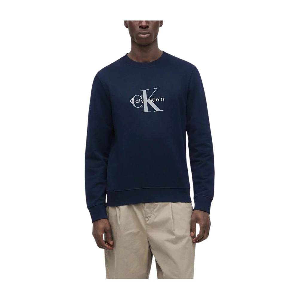Calvin Klein Blue Sweatshirts, Male, M, Crew Neck Sweatshirt