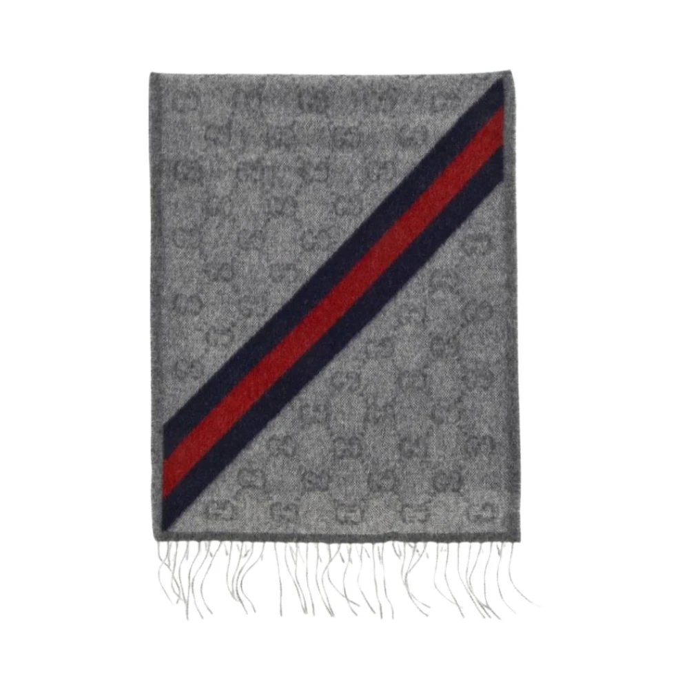 Gucci Wool GG Scarf Gray Dames