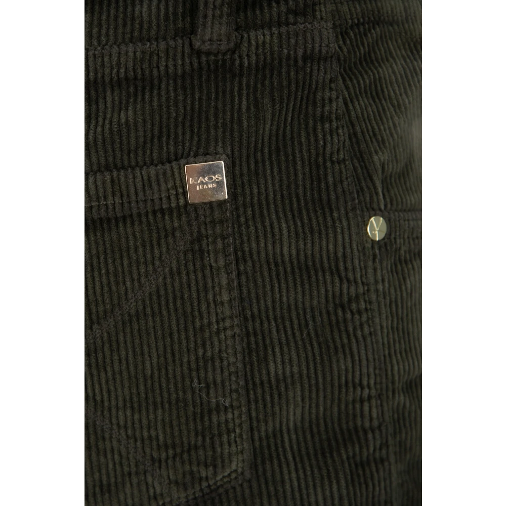 Kaos Gouden Detail Knoop Rits Dames Jeans Green Dames