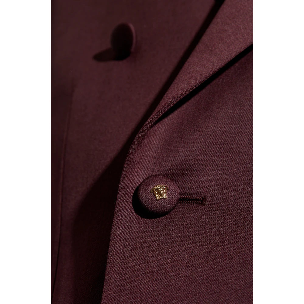 Versace Wollen blazer met gesloten revers Red Heren