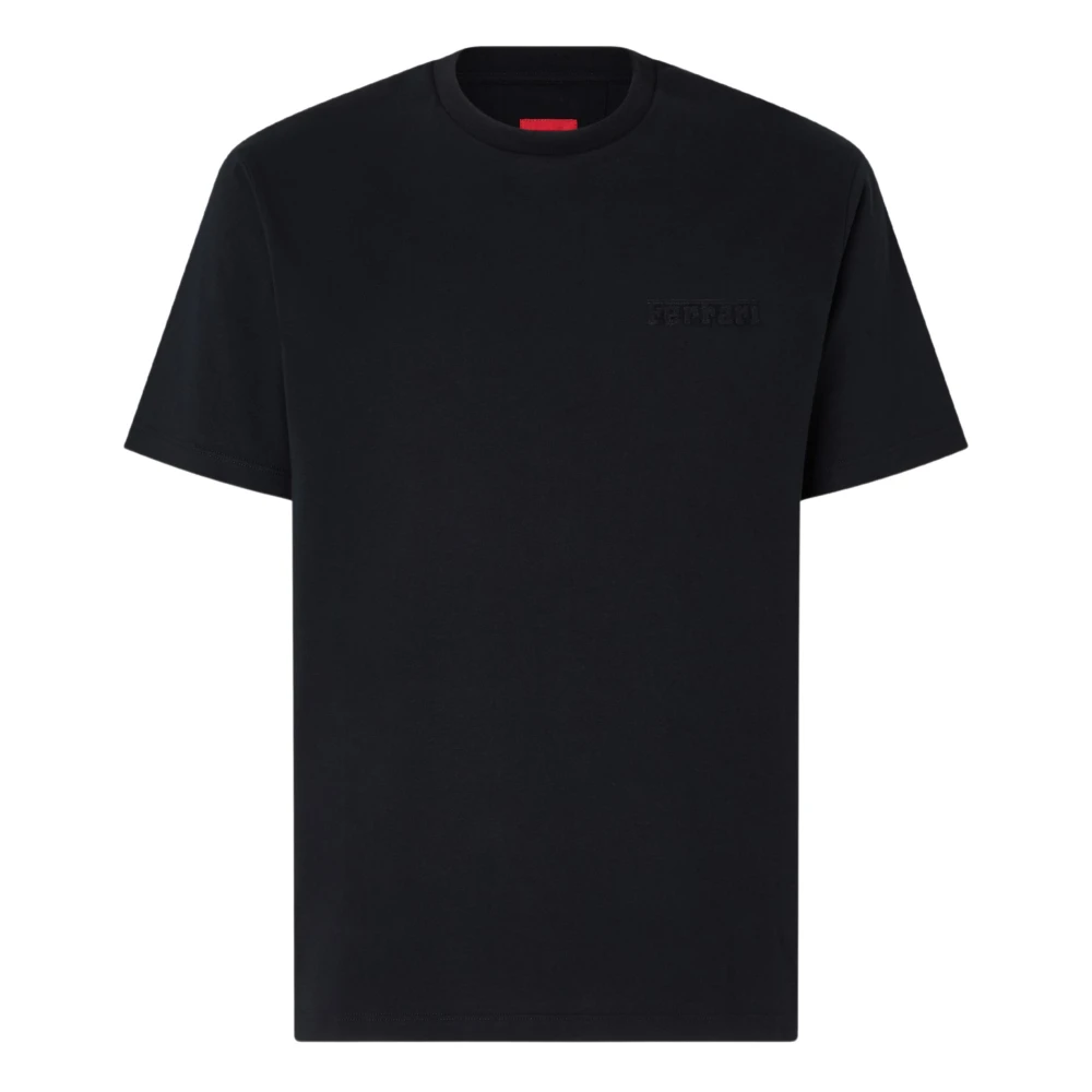 Ferrari Black T-Shirts, Male, M, Cotton T-Shirt With Logo