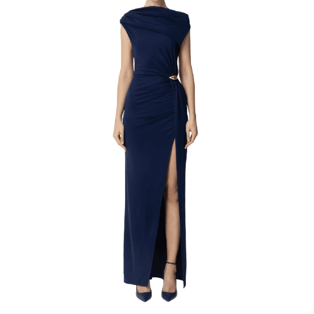 Elisabetta Franchi Asymmetrische Jersey Red Carpet Jurk Blue Dames
