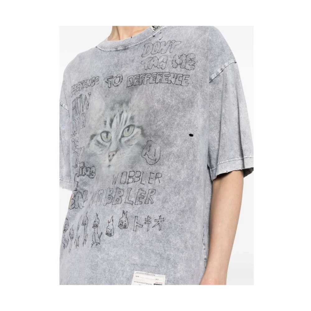 Mihara Yasuhiro Grafische Print Katoenen T-shirt Grijs Multicolor Gray Heren