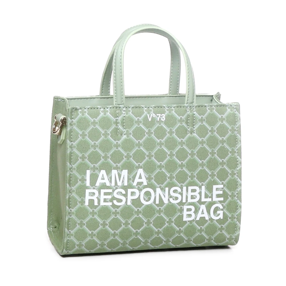 V73 Geometrische Print Eco-Vriendelijke Rits Tas Green Dames