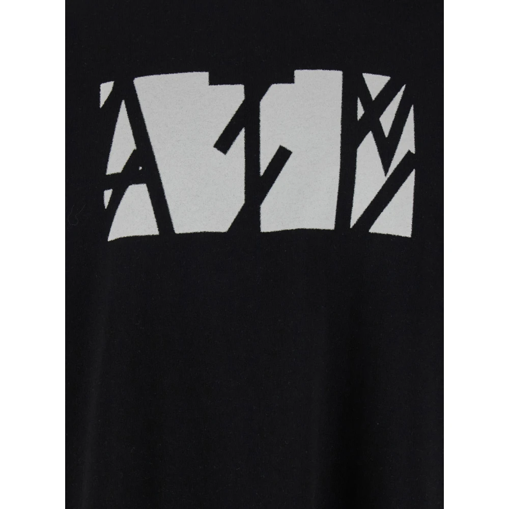 44 Label Group Zwarte katoenen T-shirt met print voor en achter Black Heren