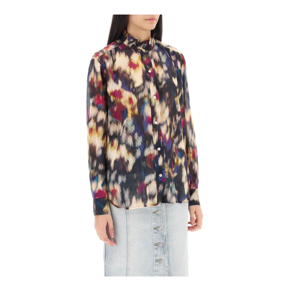 Isabel Marant Étoile Licht Organisch Katoenen Shirt met Schaduw Motief Multicolor Dames