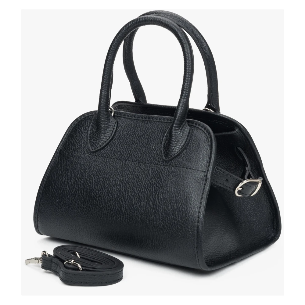 Estro Zwarte Satchel Handtas gemaakt van Premium Italiaans Echt Leer Black Dames
