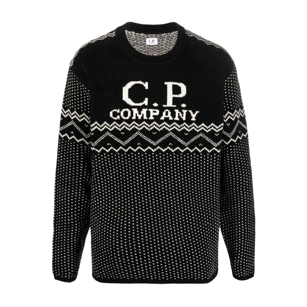 C.P. Company Zwarte Sweaters met Jacquard Breipatroon Black Heren