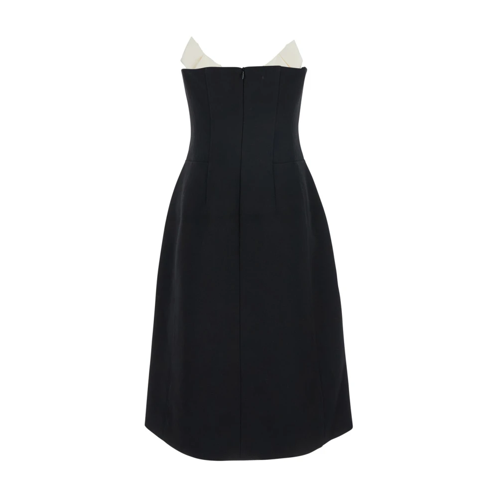 Shushu Tong Zwarte Bustier-Stijl Jurk met Strikdetail Black Dames