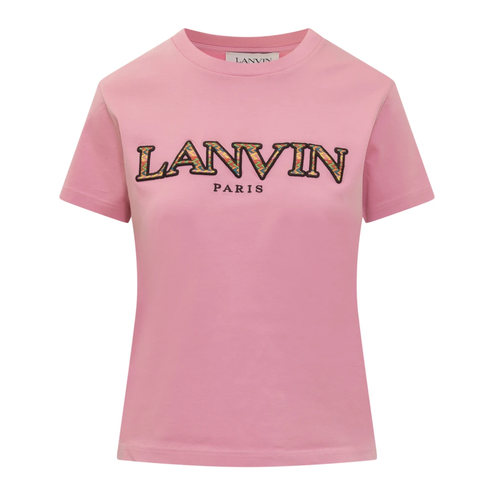 Lanvin Korte mouwen T-shirt met Geborduurd Logo Pink Dames