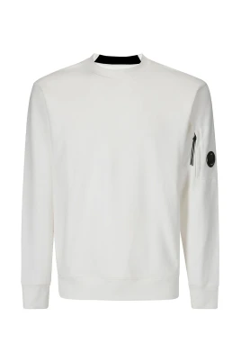 Vit Fleece Tröja med Dragkedjeficka