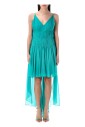 robe-mini-drapee-turquoise-col-en-v