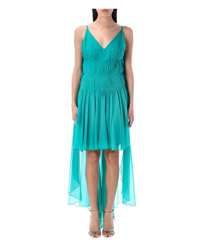 robe-mini-drapee-turquoise-col-en-v