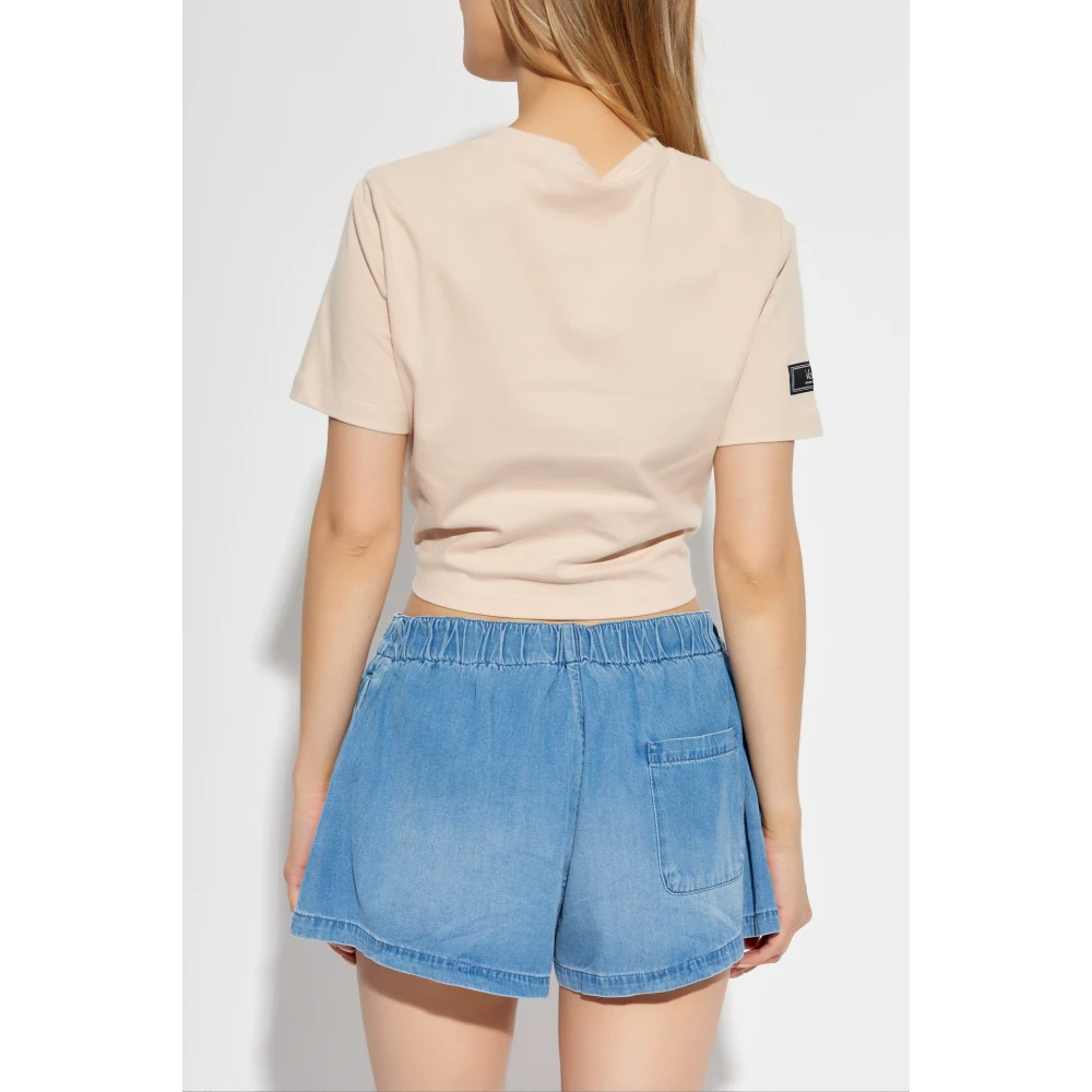 Versace T-shirt met logo Beige Dames