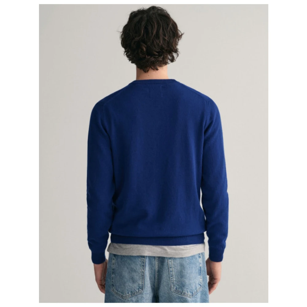 Gant Ultra Fijne Wol V-Hals Trui Blue Heren